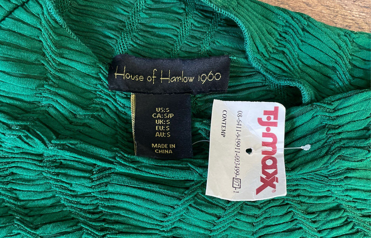 House of Harlow 1960 Women's Green Textured Mock Neck Sleeveless Dress Sz S NWT