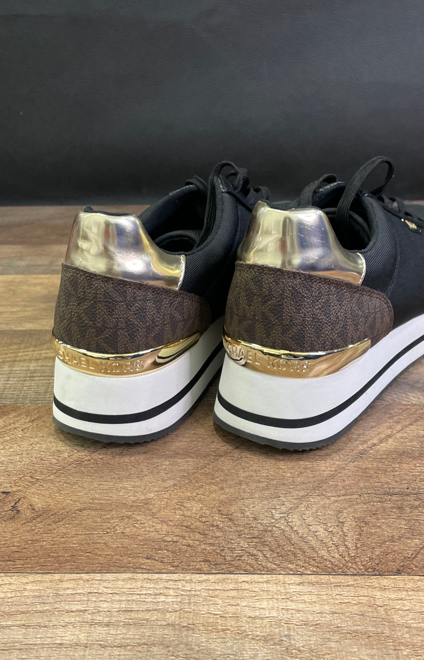 Michael Kors Billie Trainer Black Monogram Sneakers Women's Size 9.5