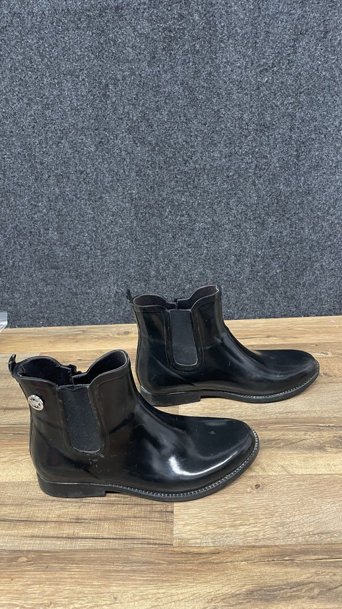 Michael Kors Black Rubber Chelsea Ankle Rain Boots Women's Size 10