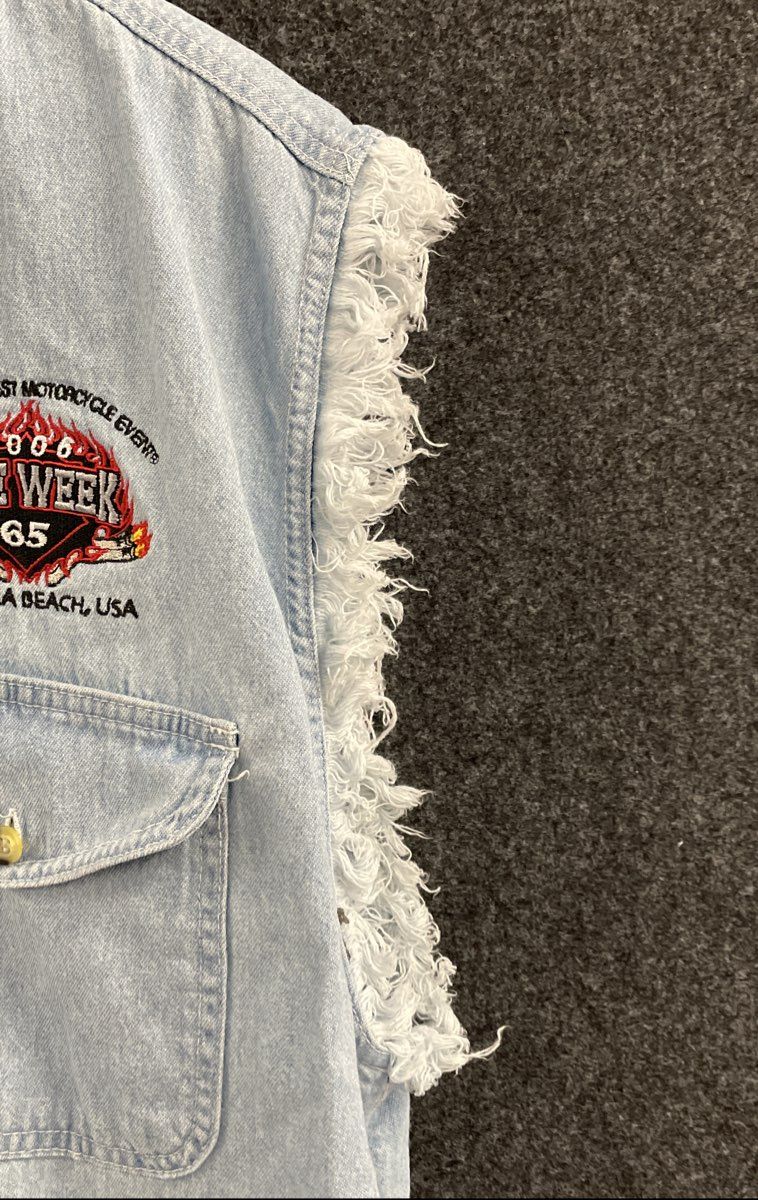 Bike Week Men's Light Blue Denim Vest 2006 Daytona Beach 65th Anniversary Sz XL