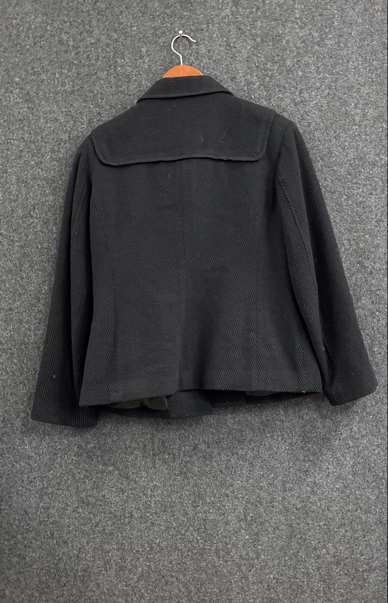 AK Anne Klein Women's Black Toggle Blazer Jacket Textured Wool Blend Size Large
