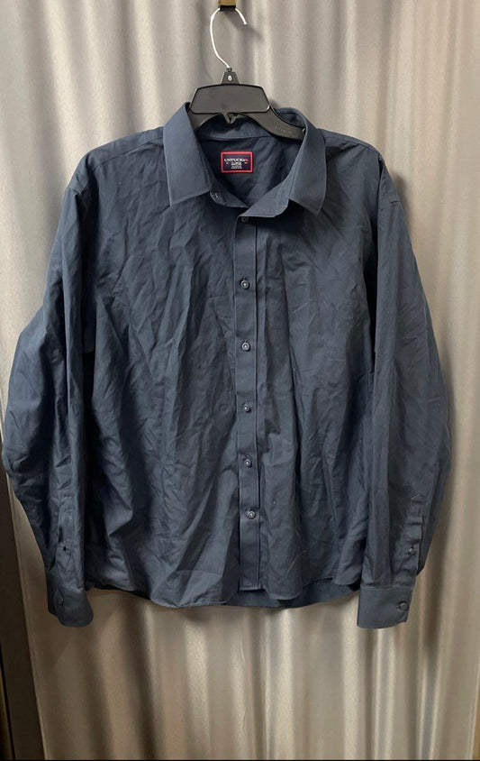 UNTUCKit Men's Navy Blue Wrinkle Free Long Sleeve Button Down Shirt Sz XL