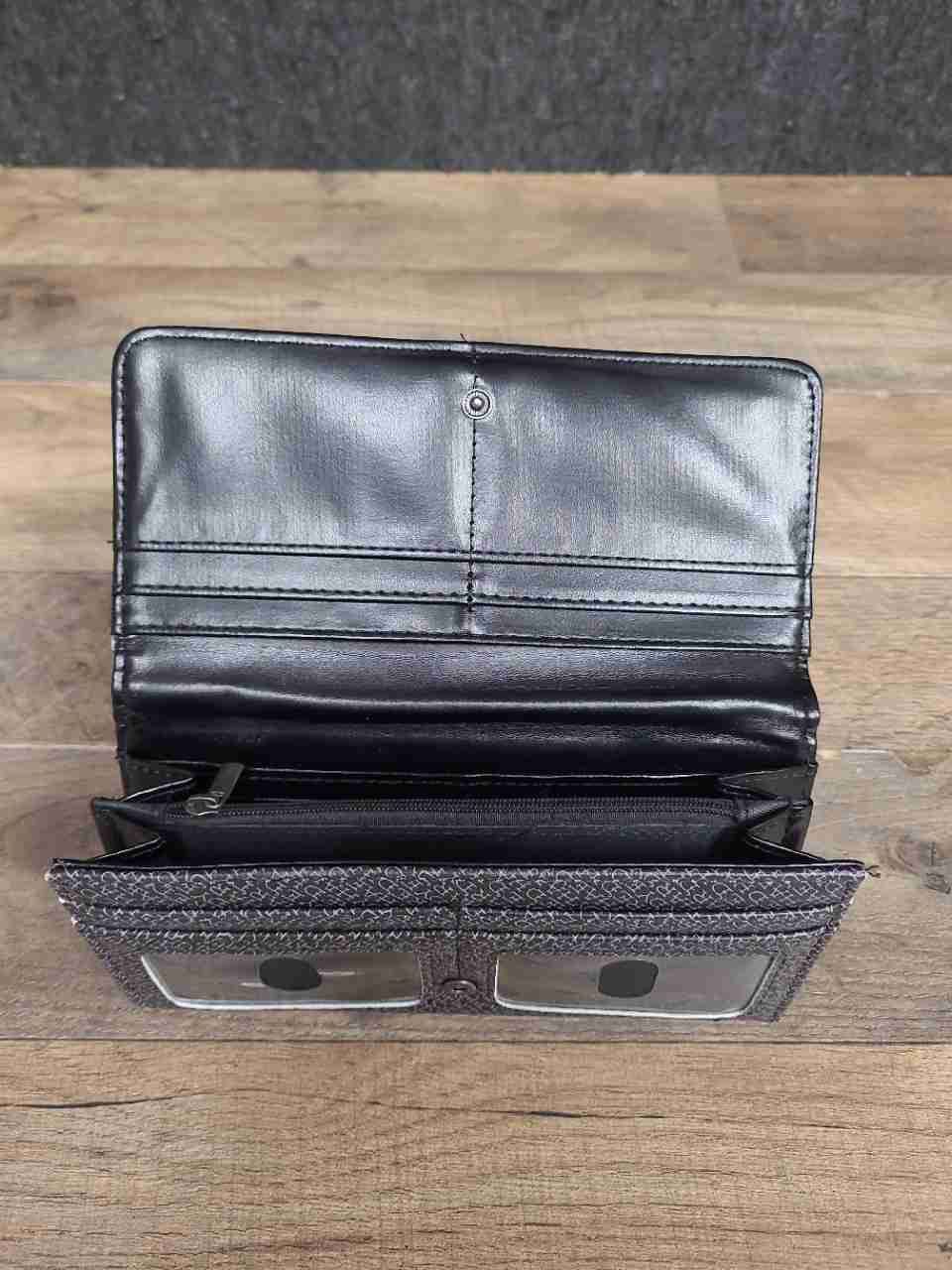 Ed Hardy Grey Vintage Y2K Tiger Rhinestone Trifold Long Wallet Clutch