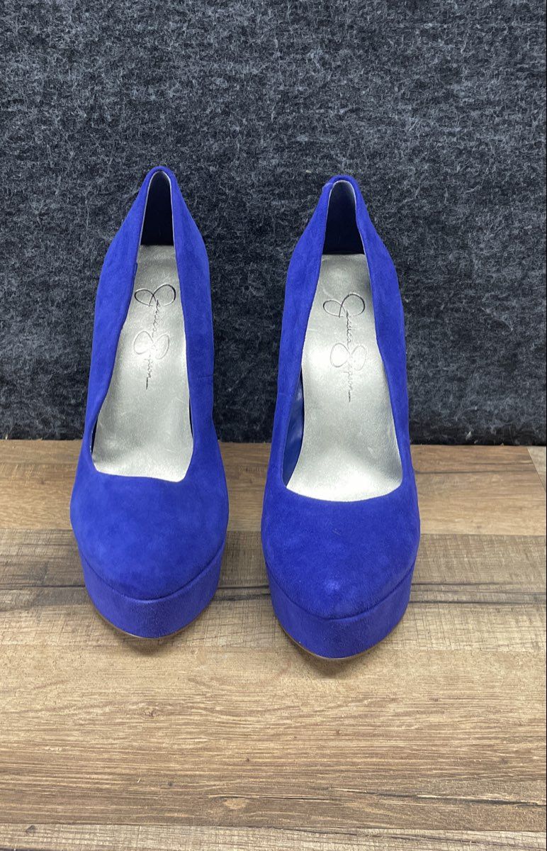 Jessica Simpson Royal Blue Suede Platform Stiletto Pump Heels Size 7.5