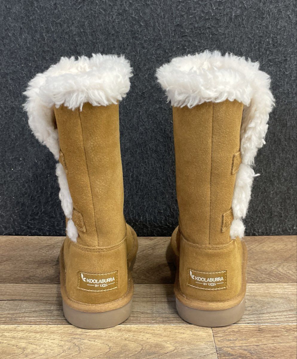 Koolaburra by UGG Victoria Chestnut Suede Faux Fur Youth Kids Boots Size 12