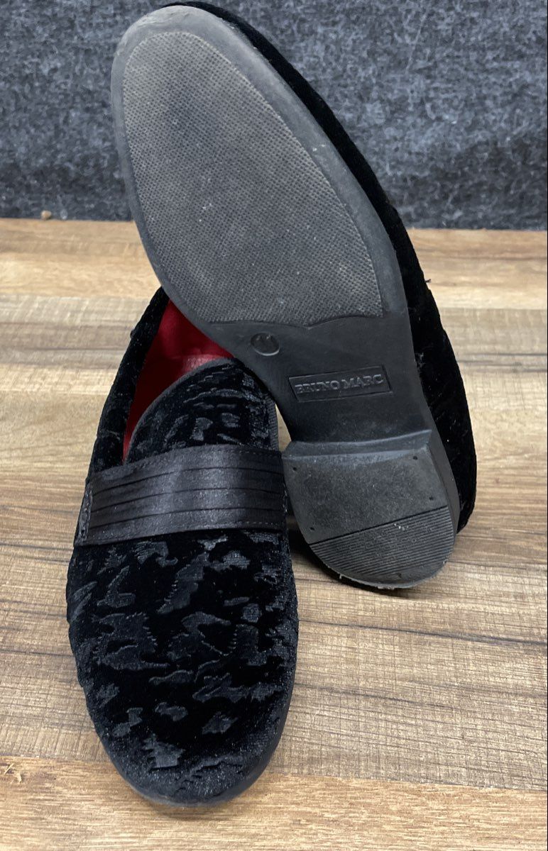 Bruno Marc Toddler Boy Black Velvet Loafers Dress Shoes Size 11 New In Box