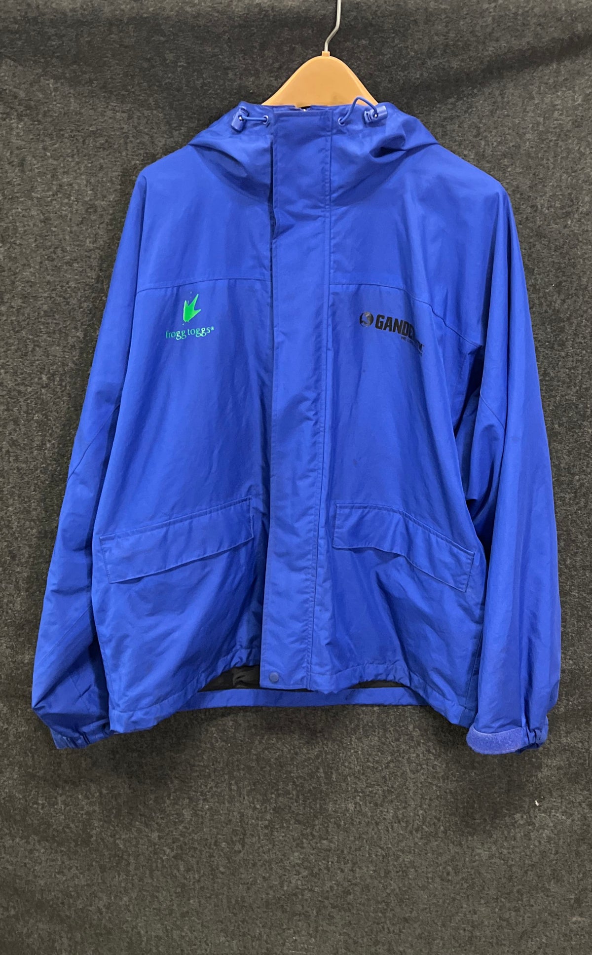 Frogg Toggs Men's Blue Rain Jacket Hooded Windbreaker Sz L