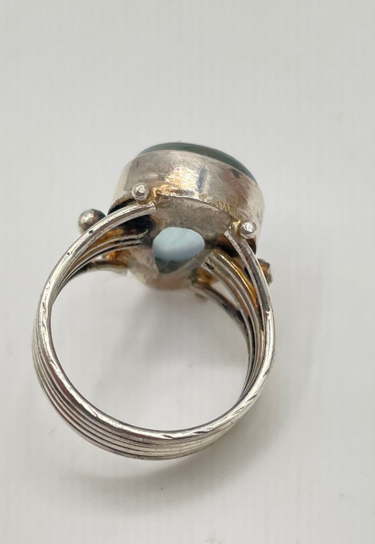 Aurora Opal Silver Tone Multi-Wire Band Ring 6.8g *NPM*