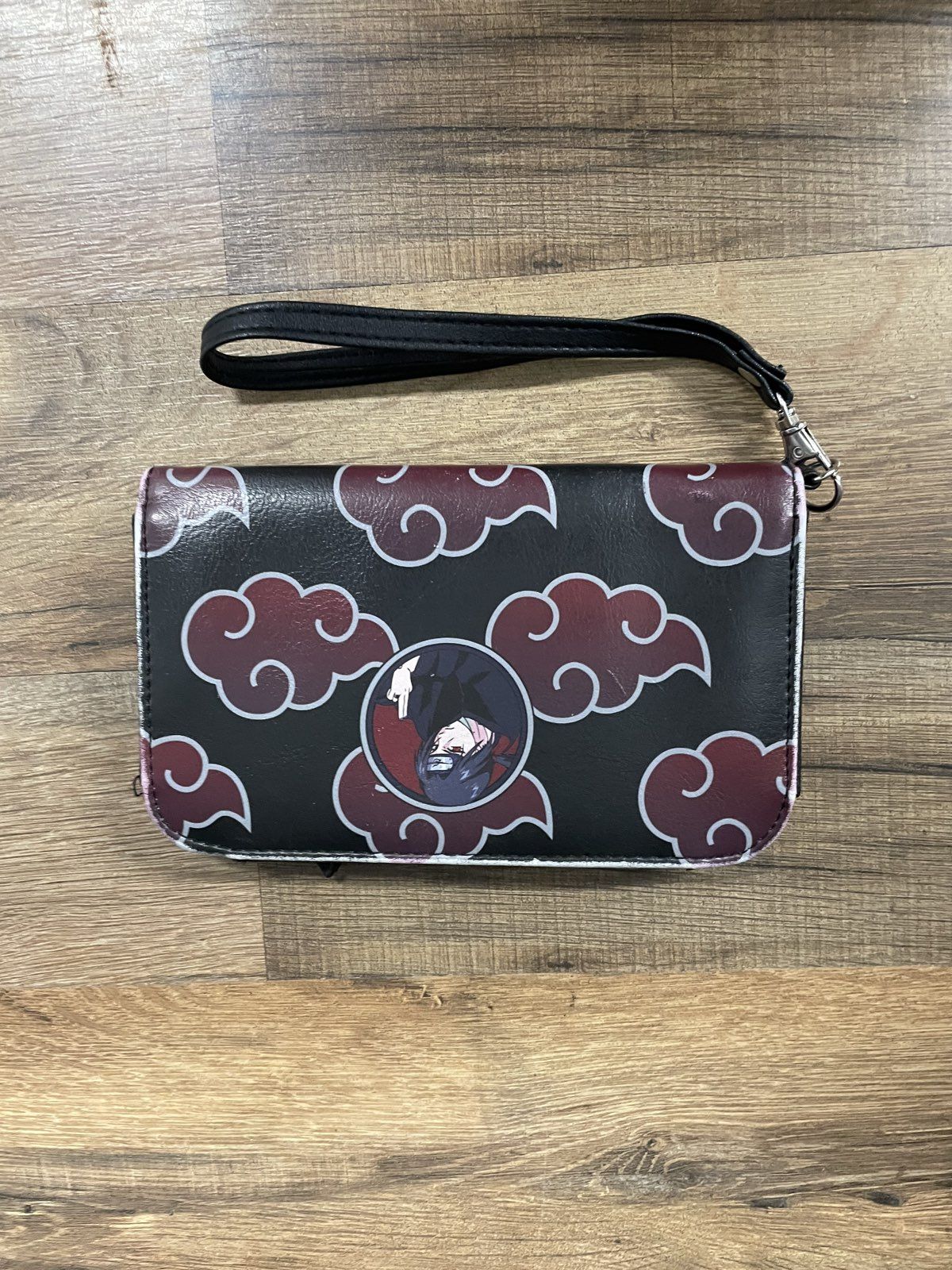 Naruto Shippuden Akatsuki Itachi Uchiha Red Cloud Wristlet Wallet Long Purse