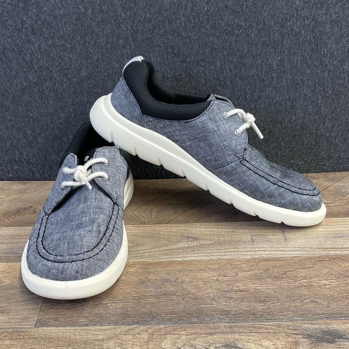 Sperry Halyard Grey Canvas Moc Toe Boat Shoe Sneakers Men's