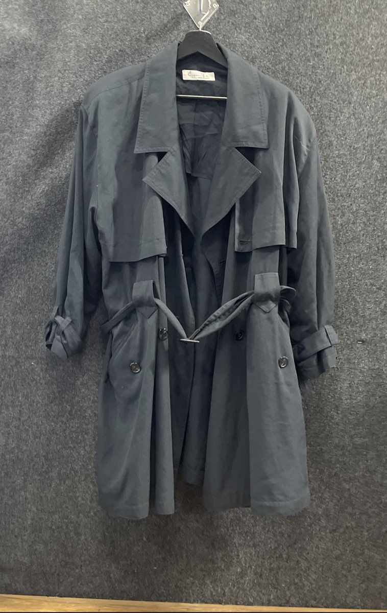 Copain-jet Soubi Tokyo Women's Blue Vintage 90s Rayon Trench Coat Sz F