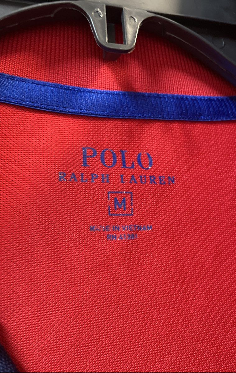 Polo Ralph Lauren Men's Red Big Pony Colorblock Active Polo Shirt Sz M