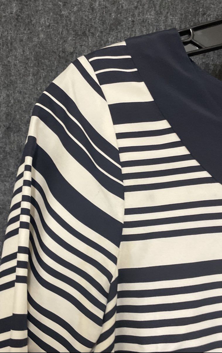 J. Crew Women's Jules Shift Dress Navy White Stripe 100% Silk Pockets Sz 2