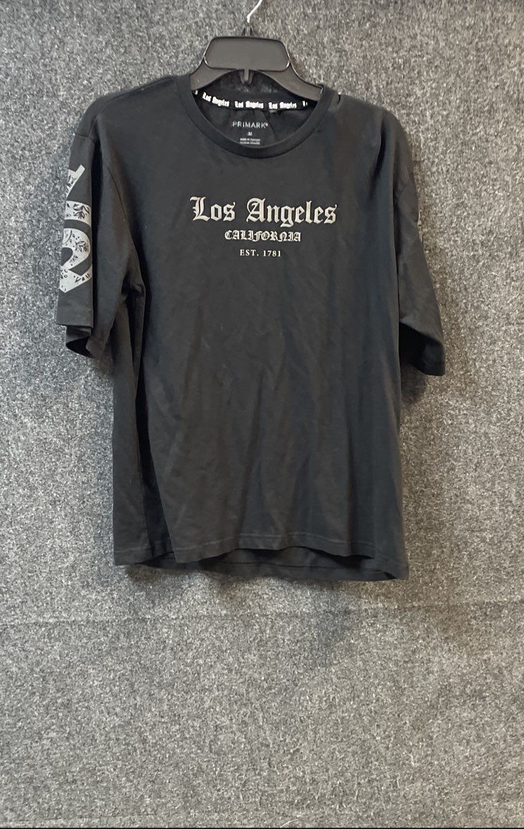 Primark Men's Black Los Angeles California Graphic Gothic T-Shirt Sz M