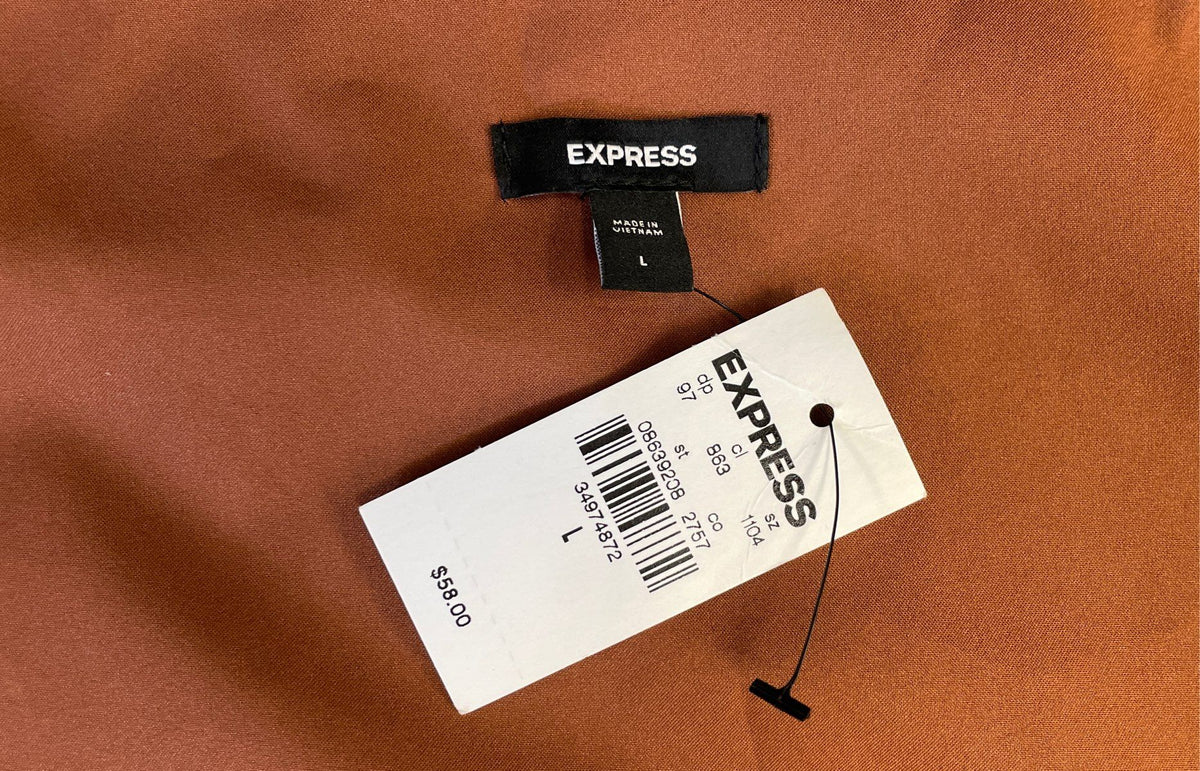 NWT Express Women's Rust Square Neck Sleeveless Cropped Top Tank Sz L
