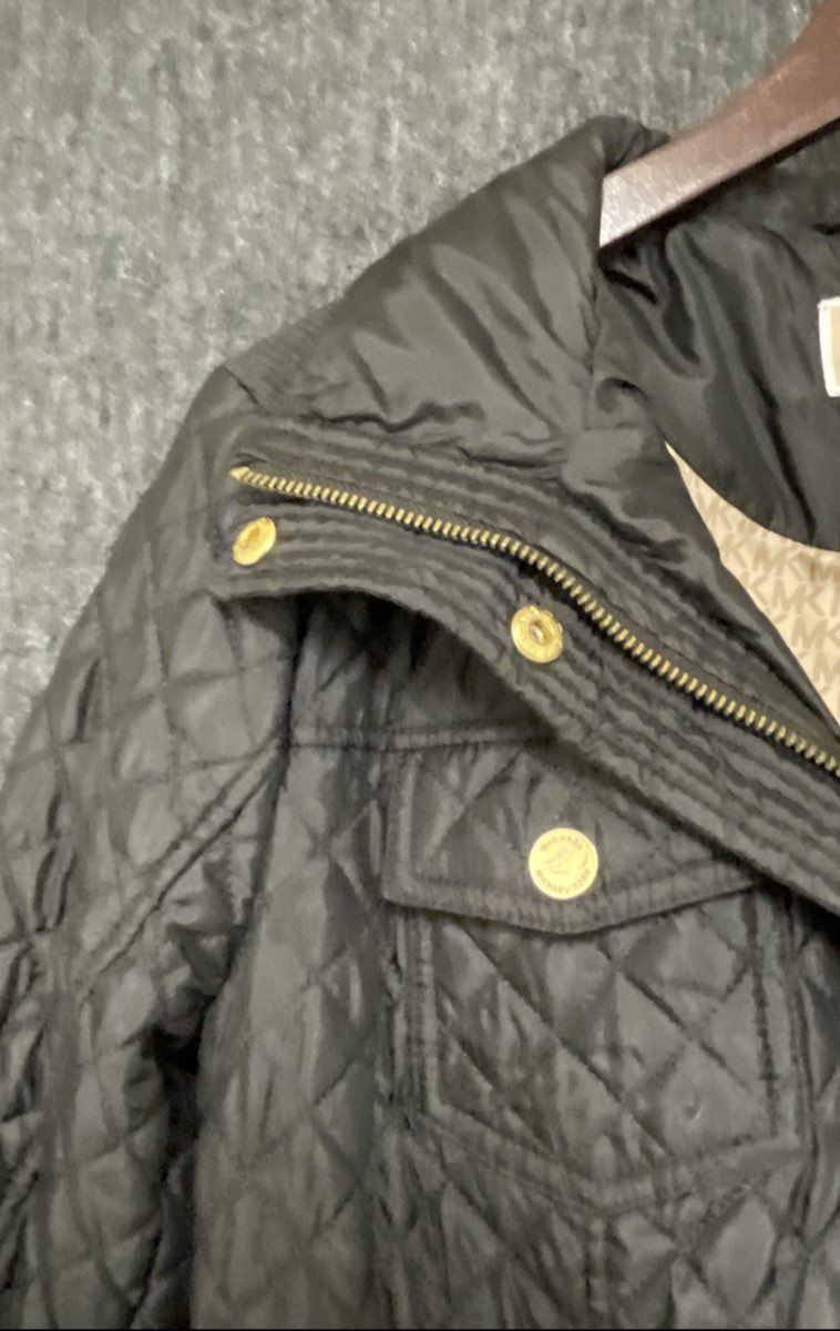 Michael Kors Women's Black Quilted Jacket Gold-Tone Hardware Size S