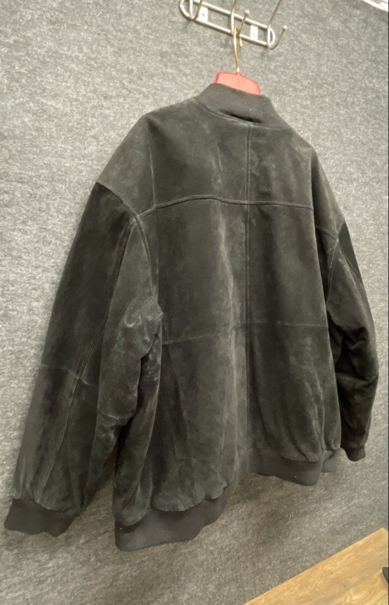 Urban Baron Men's Black Suede Bomber Jacket Quilted Lined Full Zip L