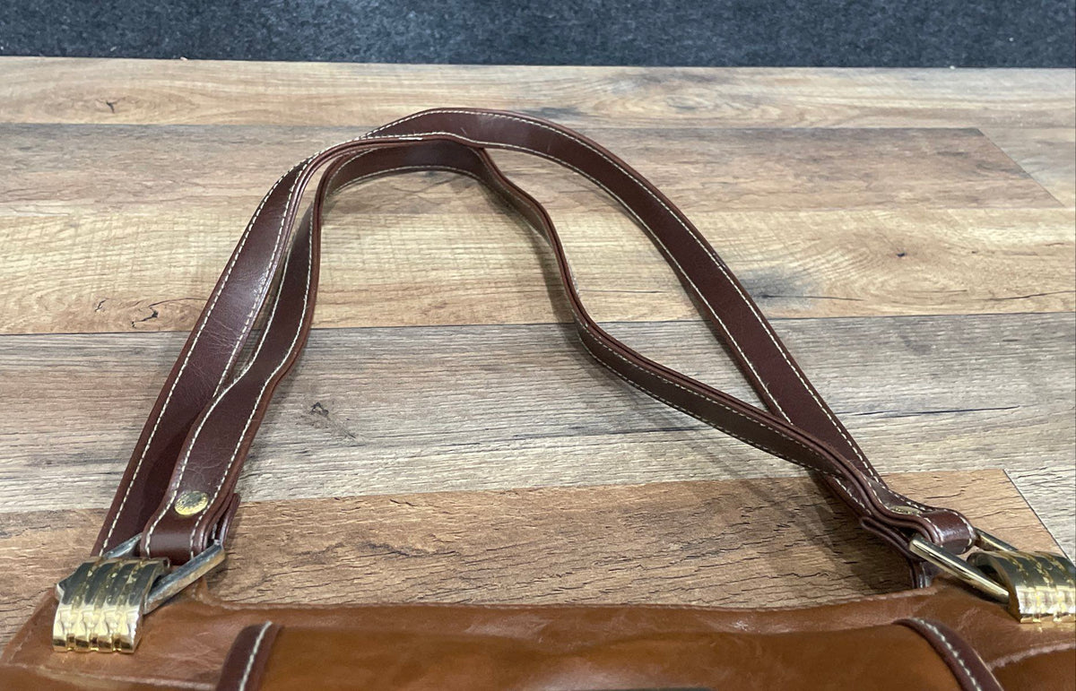 Capezio Brown Leather Vintage Shoulder Bag Gold Tone Hardware Purse