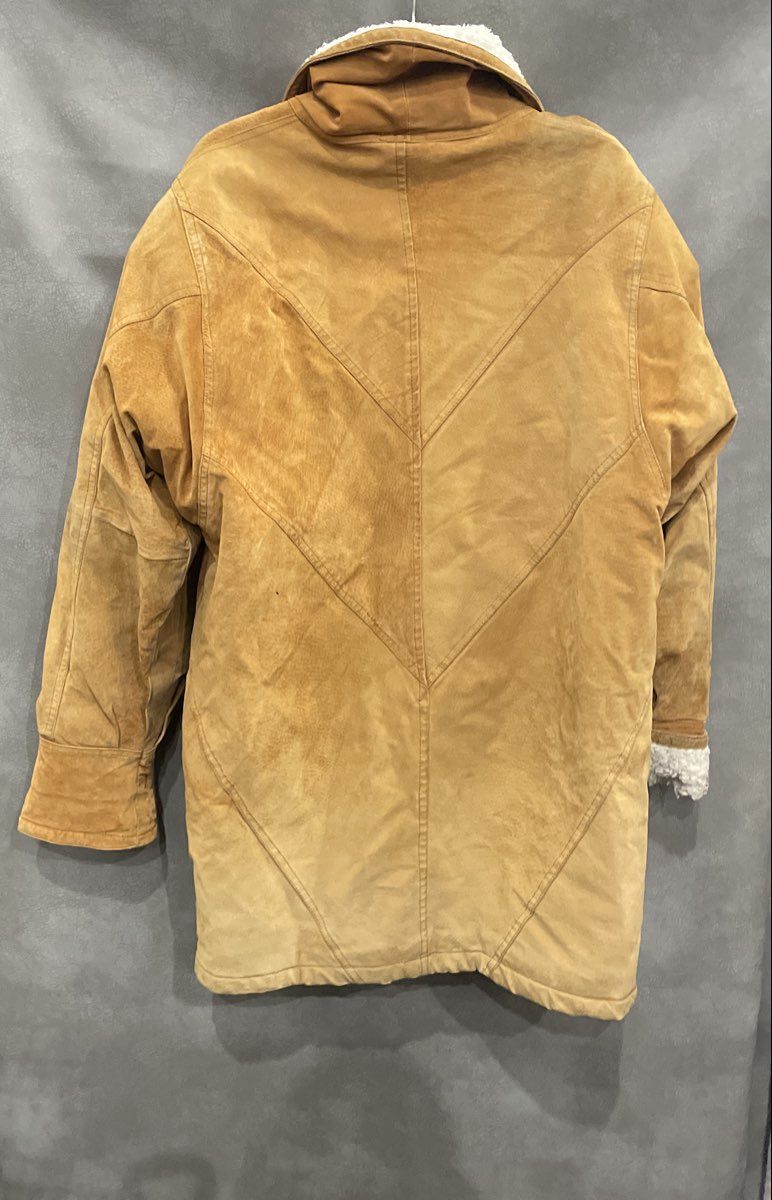 Vintage 90s Northern Style Women's Brown Leather Sherpa Lined Jacket Shawl Sz L