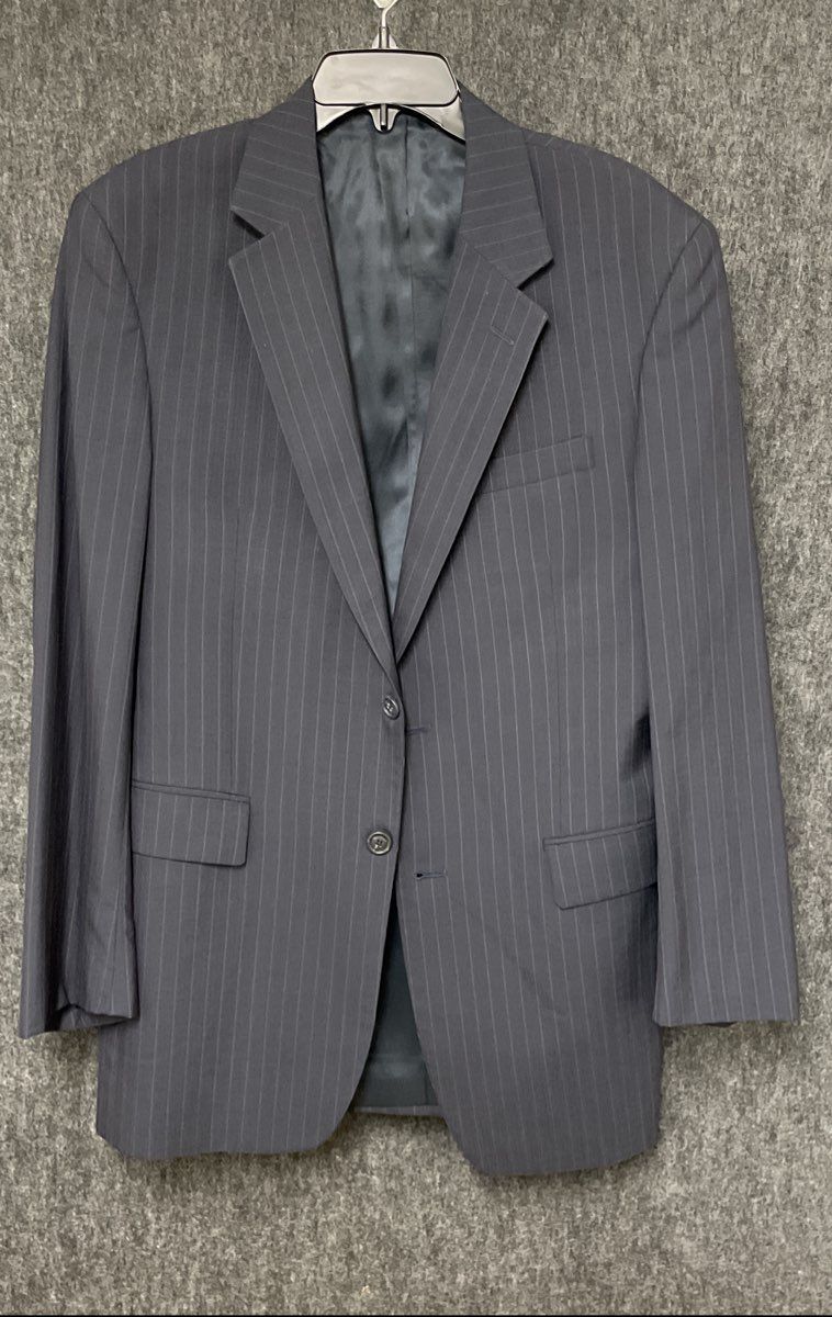 Jos. A. Bank Men's Navy Blue Pinstripe 100% Wool 2-Button Blazer Jacket Sz 40L