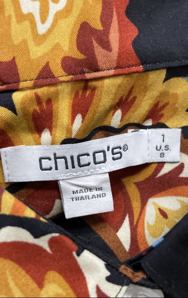 Chico's Women's No Iron Stretch Multi Paisley Button-Up Shirt NWT Sz 1