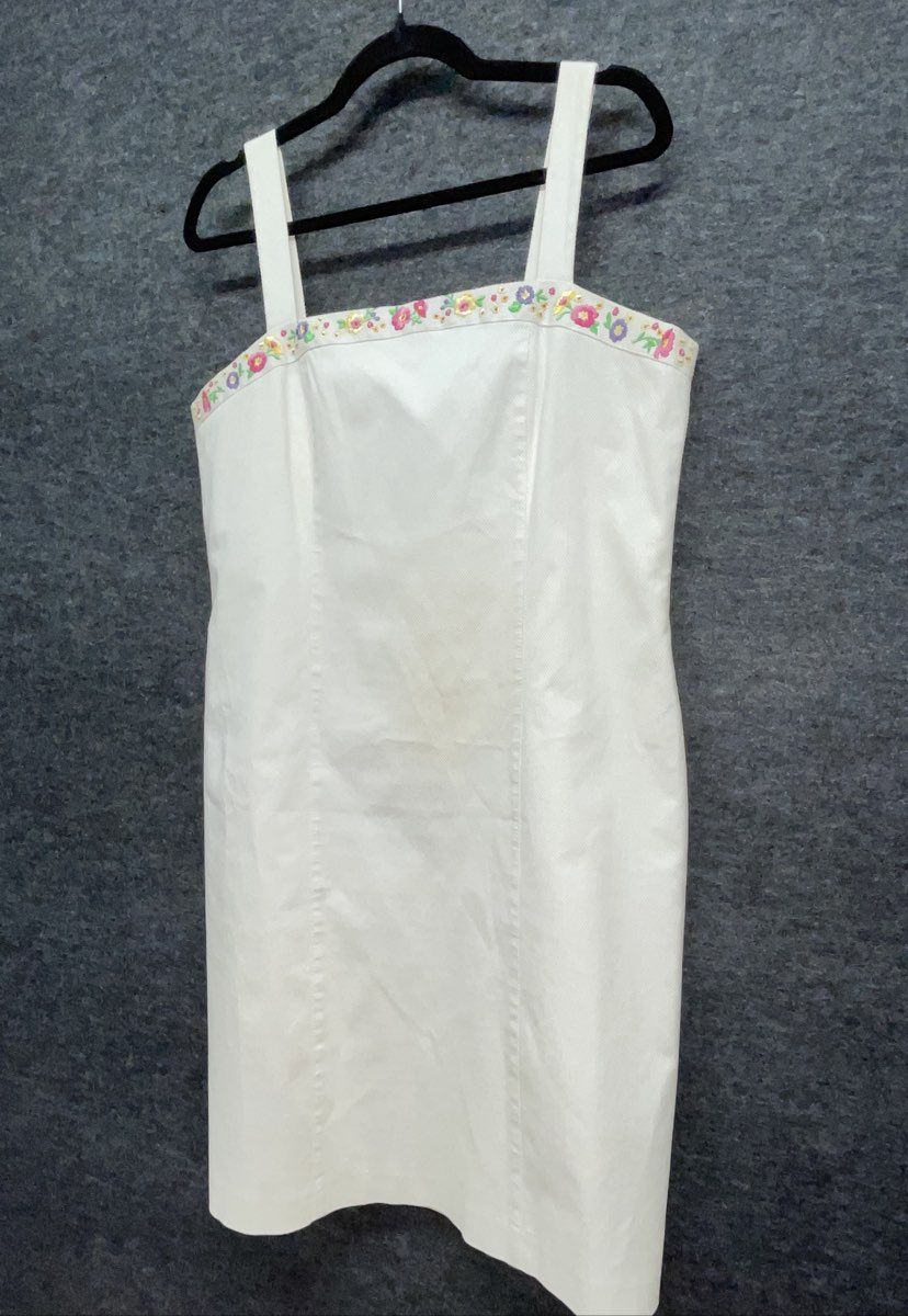Anne Alexander Women's White Floral Embroidered Sleeveless Sheath Dress Size M