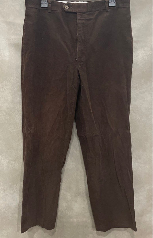 Lauren Ralph Lauren Men's Brown Corduroy Pants Cotton Flat Front Sz 36W