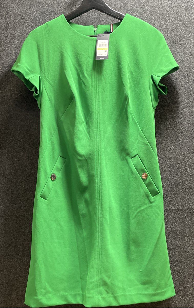 Tommy Hilfiger Women's Green Short Sleeve Shift Dress Sz 4 NWT