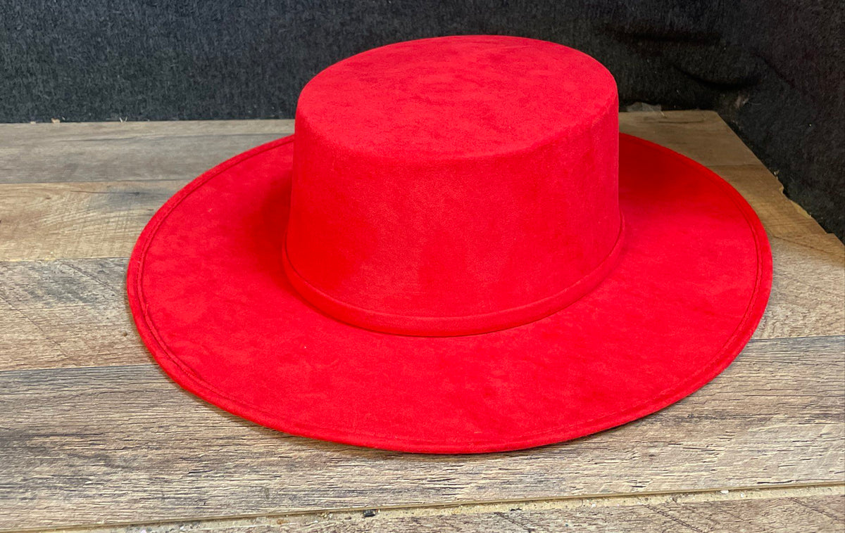 LF Collection Unisex Red Wide Brim Felt Bolero Hat Made in Mexico XL