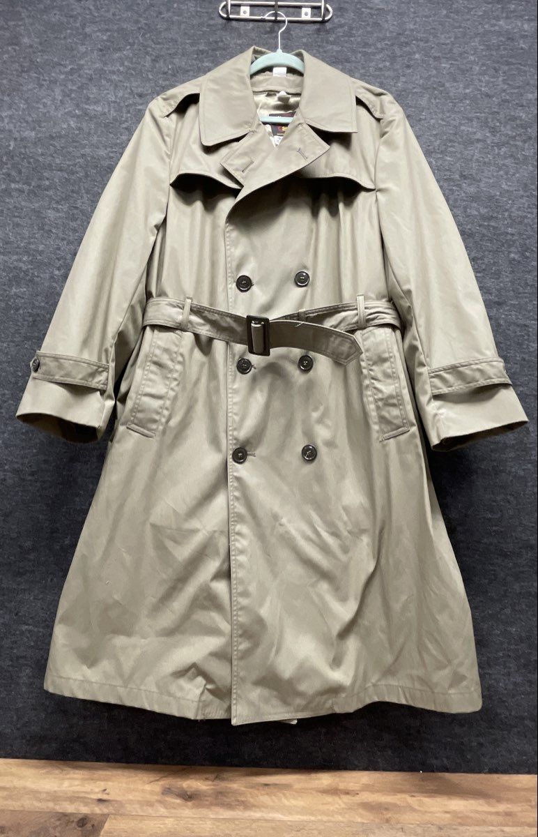 The Marine Shop Men's Khaki USMC Approved All-Weather Trench Coat Sz 44R