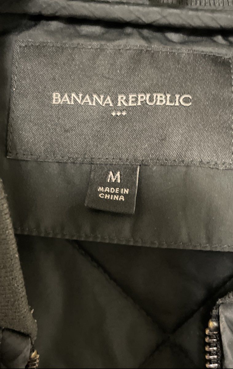 Banana Republic Women's Black Diamond Quilted Long Bomber Jacket Sz M