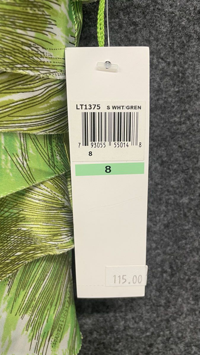 London Times Women's Green White Tiered Ruffle Sleeveless Sheath Dress Sz 8 NWT