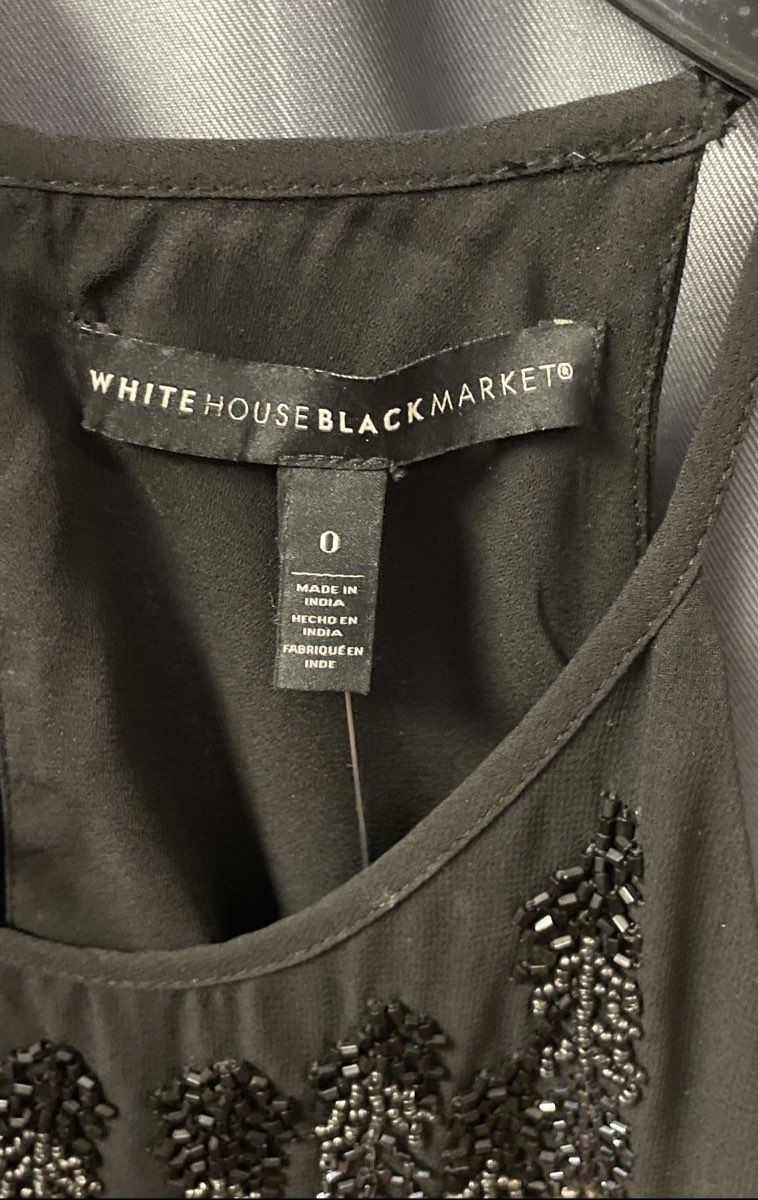 White House Black Market Women's Black Silver Beaded Halter Blouse Sz 0 NWT