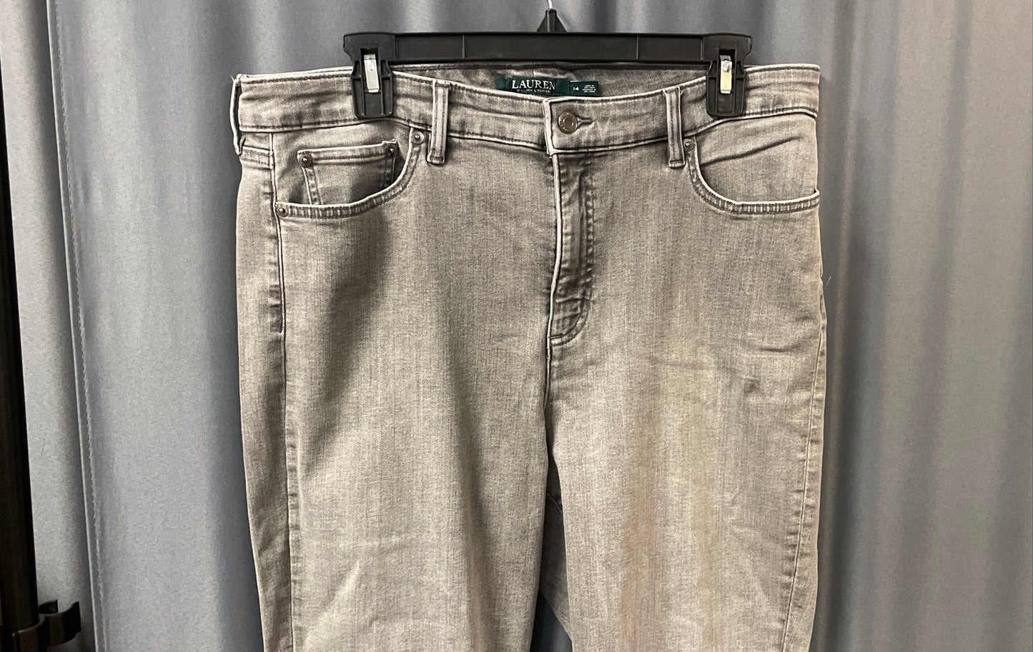 Lauren Ralph Lauren Women's Gray Stretch Straight Leg Denim Jeans Sz 14