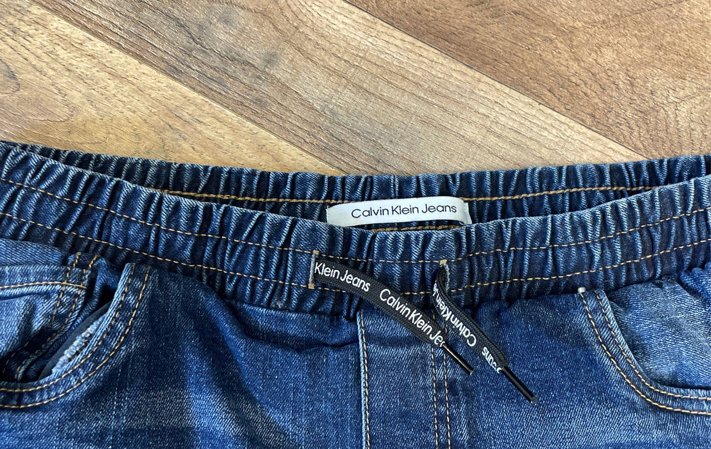 Calvin Klein Jeans Boys' Slim Straight Blue Elastic Drawstring Jeans Sz 20