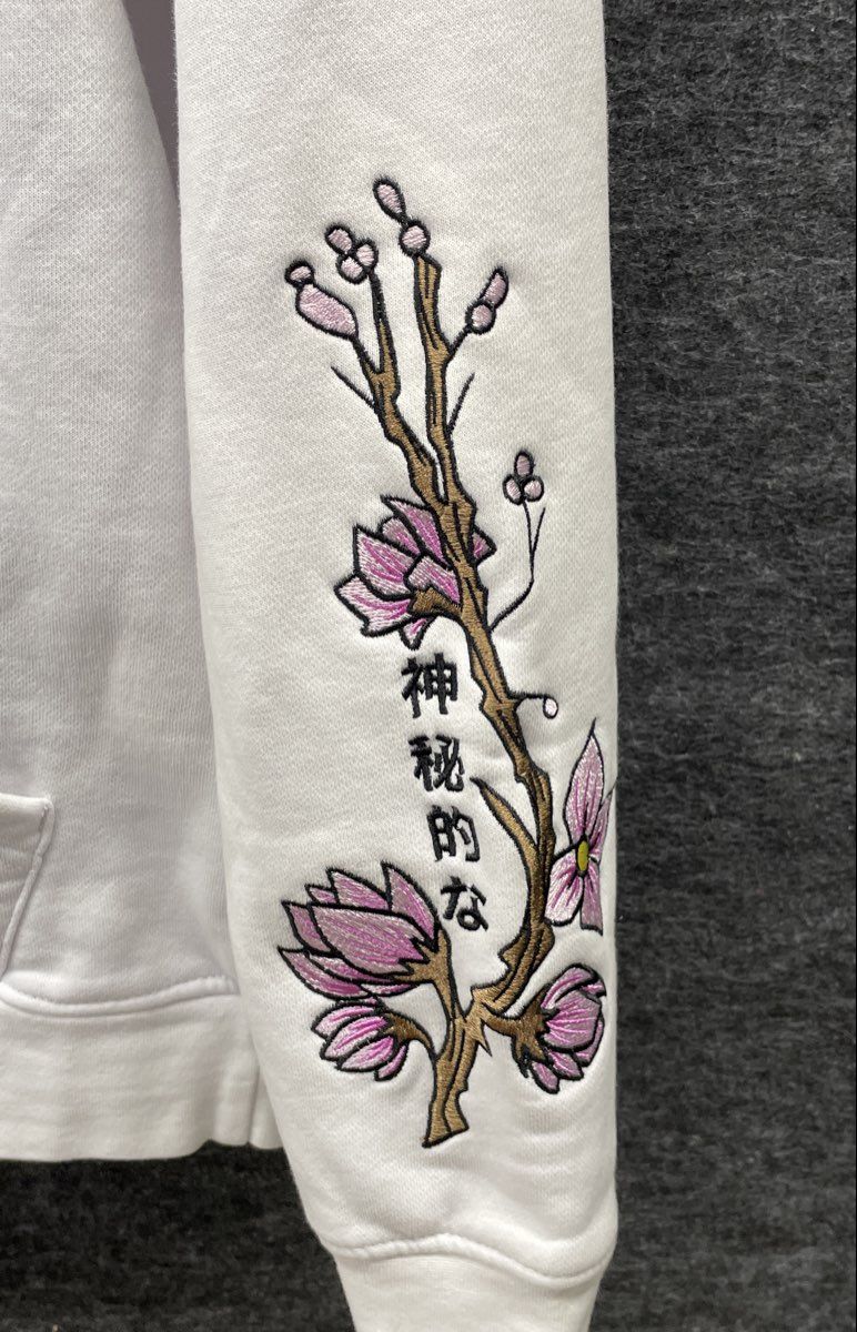 DGK Men's White Pink Floral Jason Hockey Mask Medusa Embroidered Hoodie Sz M