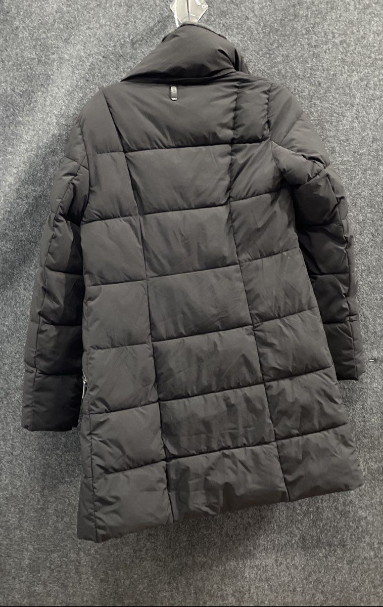 DKNY Women's Black Quilted Puffer Coat Faux Fur Collar Sorona Insulated Sz XXS
