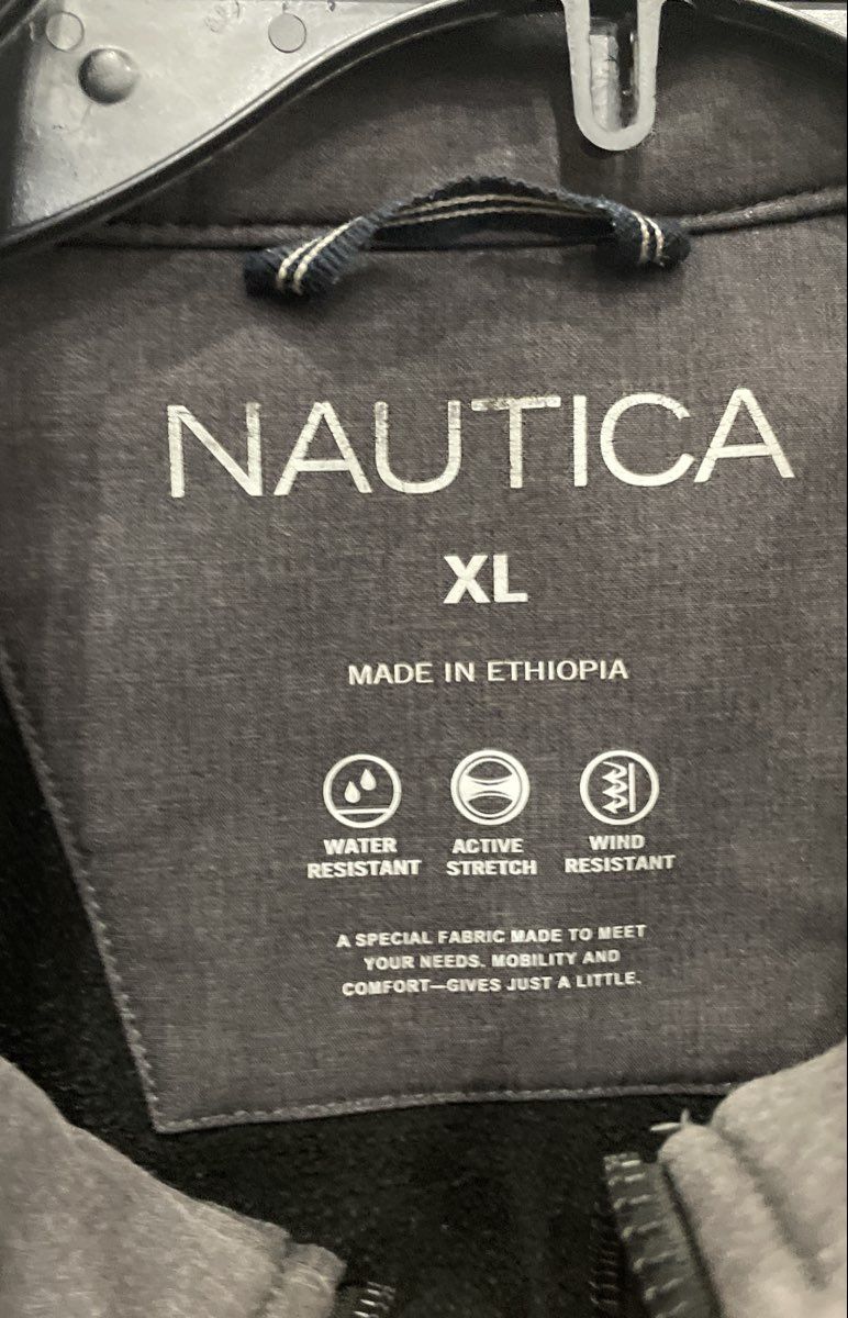 Nautica Men's Grey Softshell Stretch Water Resistant Full Zip Jacket Sz XL
