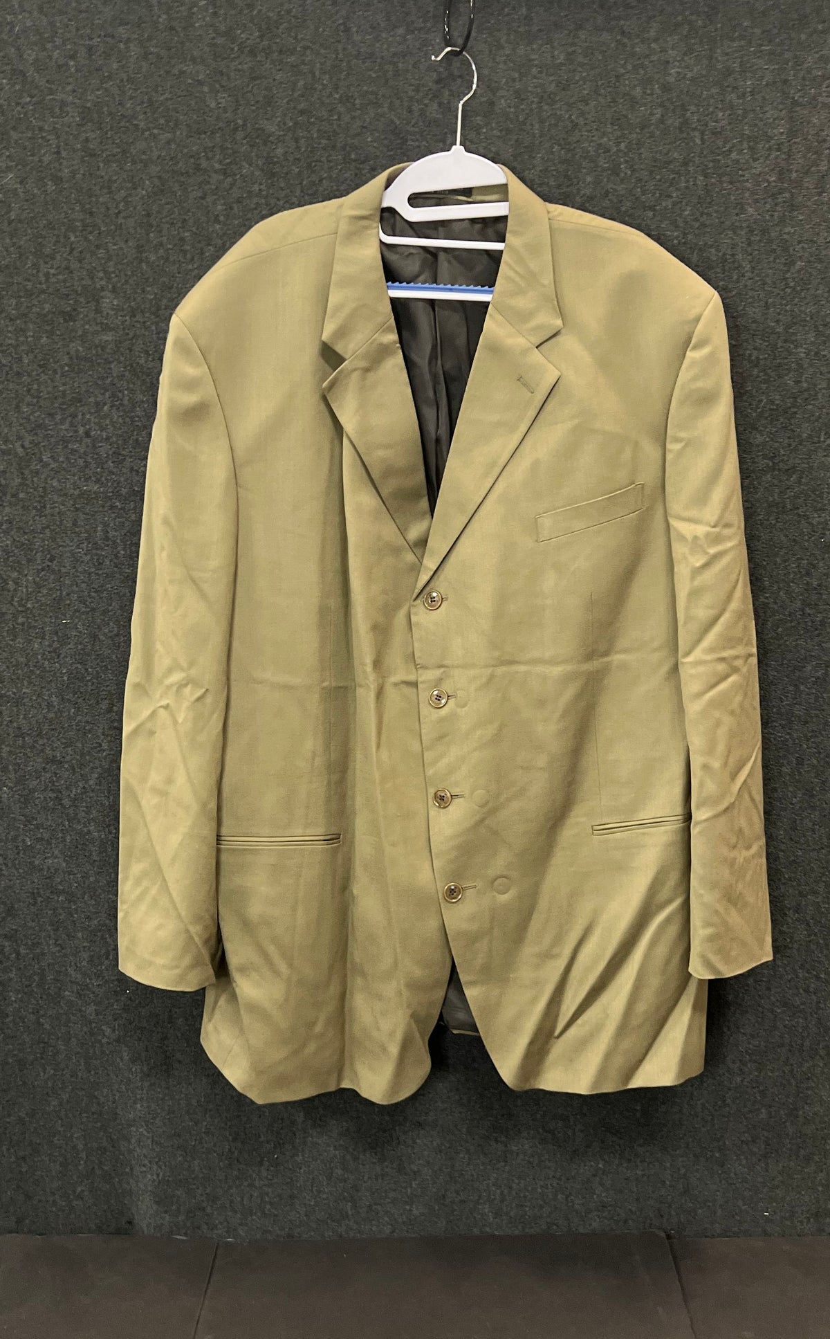 Vintage 90s Men's Sage Green Wool 4 Button Suit 2 Piece Pleated Trousers