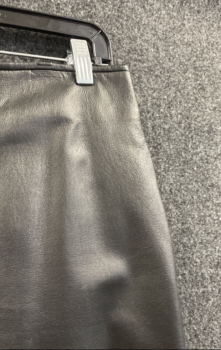 Vintage 90s Clio Leather Women's Black Paneled Midi Skirt Sz 12