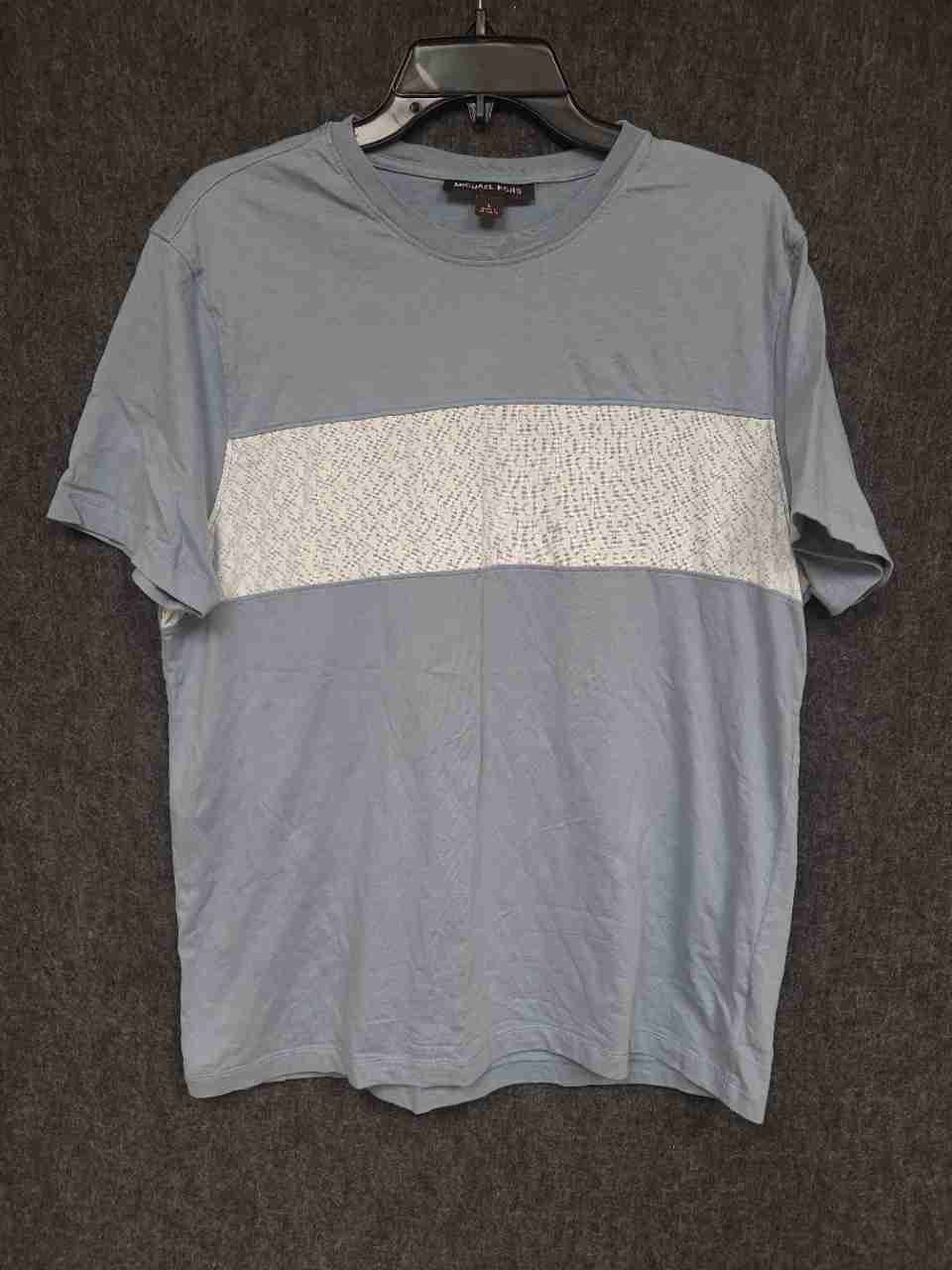 Michael Kors Men's Light Blue MK Monogram Block Crew Neck T-Shirt Sz L