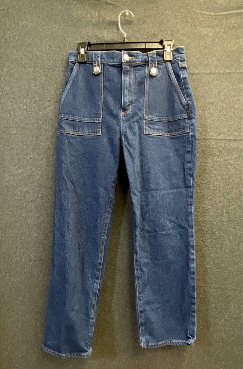 Loft Women's Blue High Rise The Straight Patch Pocket Denim Jeans Sz 4