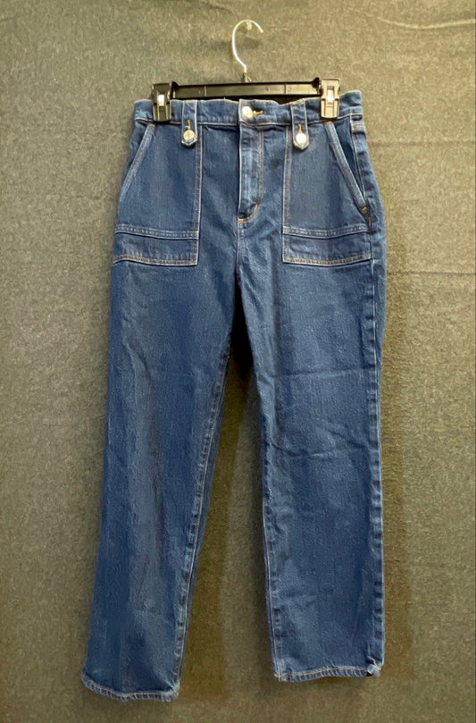 Loft Women's Blue High Rise The Straight Patch Pocket Denim Jeans Sz 4