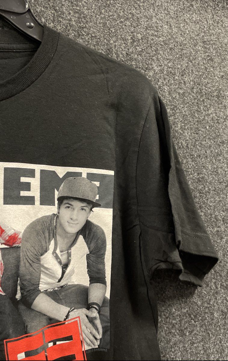 Emblem3 Men's Black 2013 Tour T-shirt Band Photo Graphic Cities List Size M