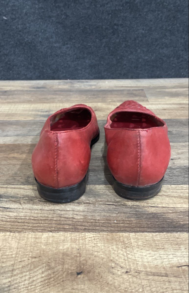 Vintage 90s Avon Fashions Red Woven Toe Leather Ballet Flats Size 8.5 B