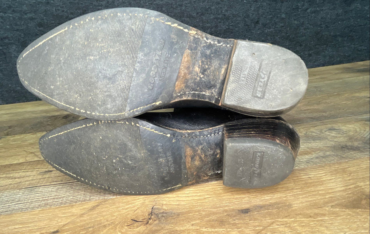 Vintage USA Made Black Faux Leather Western Cowboy Boots Men's Size 7.5 D