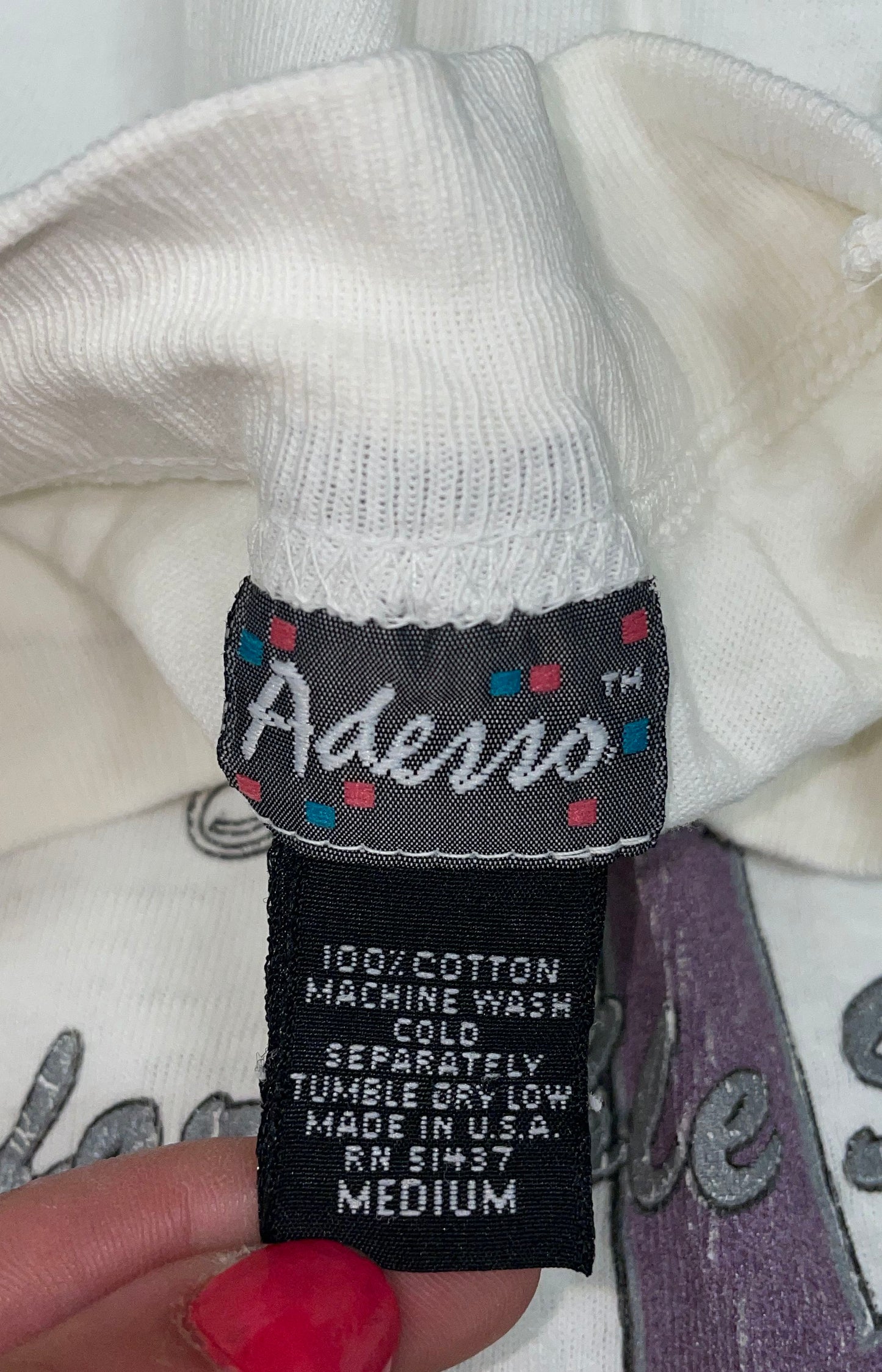 Vintage 90s Ademo Men's Euro Club White Graphic T-Shirt Made in USA Sz M