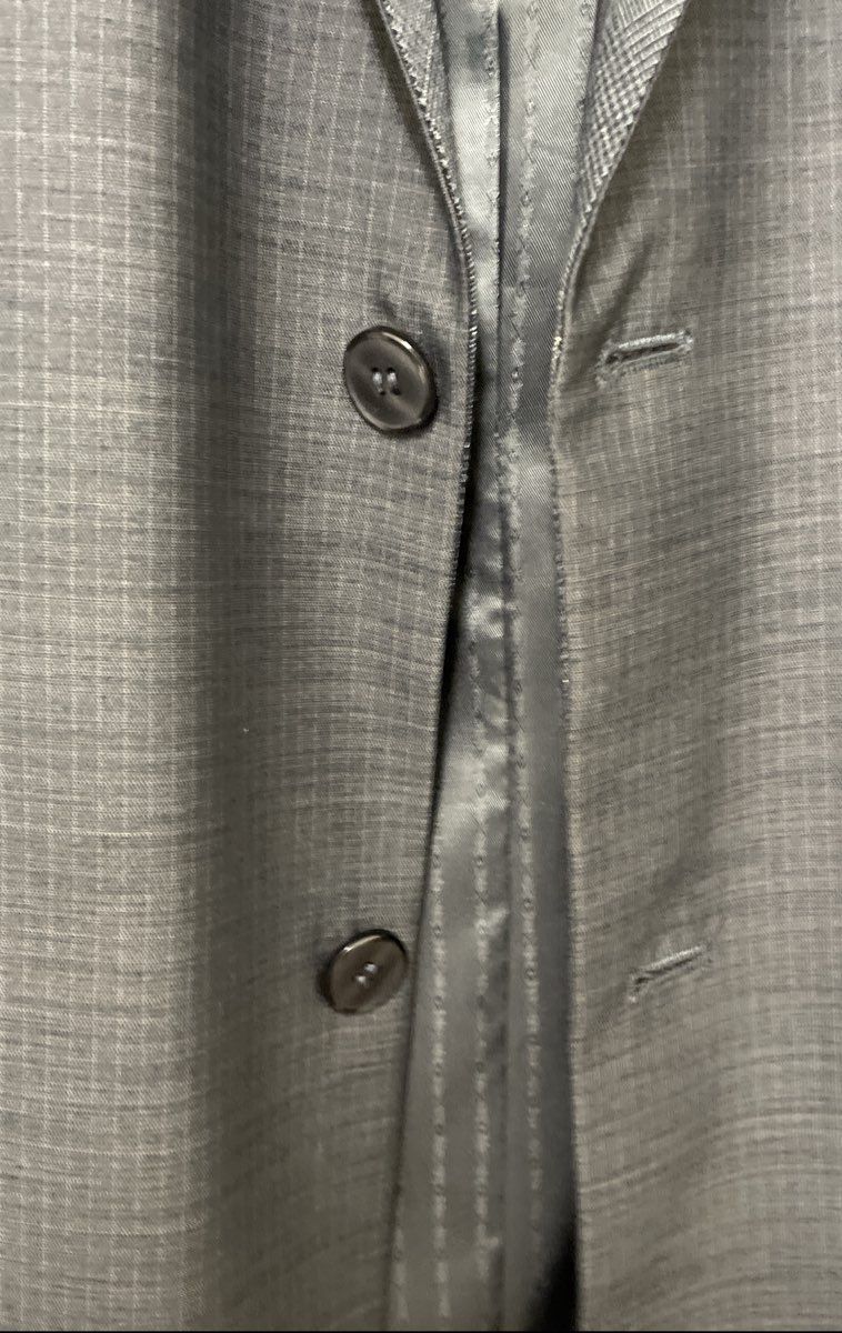 Stacy Adams Men's Gray Grid Check Two-Piece Suit Contrasting Lapel Sz 44L