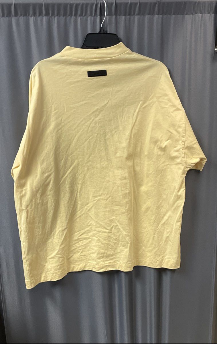 Fear of God Essentials Men's Yellow Mock Neck Boxy Short Sleeve Tee Size S