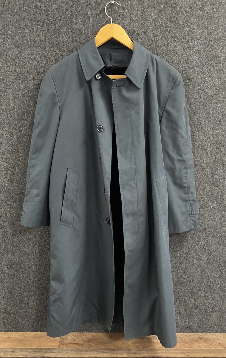 Vintage 80s London Fog Men's Gray Maincoat Trench Rain Jacket Lining Sz 38S